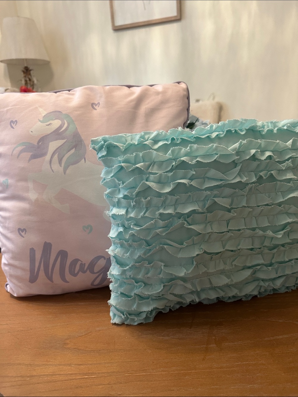 Magic Unicorn Decorative Throw Pillow Set - Pink and Mint